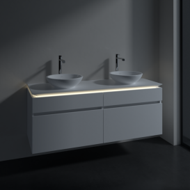 Тумба під раковину Villeroy & Boch Legato 140х55 см з підсвічуванням ДСП білий матовий B592L0MS