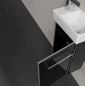 Тумба під раковину Villeroy & Boch Avento 34х23,4 см петлі праворуч МДФ з акриловим покриттям скло чорне A87601B3