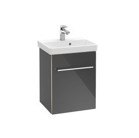 Тумба під раковину Villeroy & Boch Avento 43х38,4 см петлі зліва МДФ з акриловим покриттям скло сіре A88700B1