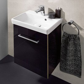 Тумба під раковину Villeroy & Boch Avento 43х38,4 см петлі зліва МДФ з акриловим покриттям скло чорне A88700B3