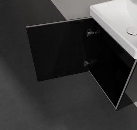 Тумба під раковину Villeroy & Boch Avento 43х38,4 см петлі зліва МДФ з акриловим покриттям скло чорне A88700B3