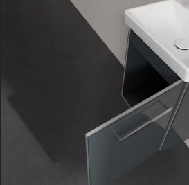 Тумба під раковину Villeroy&Boch Avento 43х38,4 см петлі праворуч МДФ з акриловим покриттям скло сіре A88701B1