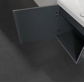 Тумба під раковину Villeroy & Boch Avento 53х38,4 см петлі ліворуч МДФ з акриловим покриттям скло сіре A88800B1