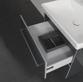 Тумба под раковину Villeroy & Boch Avento 58х48,4 см МДФ с акриловым покрытием стекло серое A88900B1
