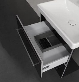 Тумба под раковину Villeroy & Boch Avento 58х48,4 см МДФ с акриловым покрытием стекло черное A88900B3