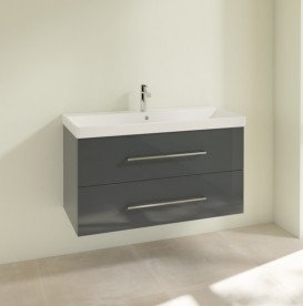 Тумба під раковину Villeroy&Boch Avento 98х48,4 см МДФ з акриловим покриттям скло сіре A89200B1