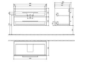 Тумба під раковину Villeroy&Boch Avento 98х48,4 см МДФ з акриловим покриттям скло сіре A89200B1