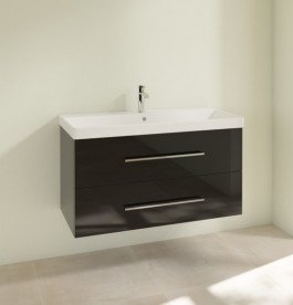 Тумба під раковину Villeroy&Boch Avento 98х48,4 см МДФ з акриловим покриттям скло чорне A89200B3