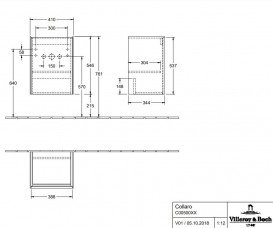 Тумба під раковину Villeroy & Boch Collaro 41х34, 4 см петлі зліва ДСП кам'яний дуб C00500RK