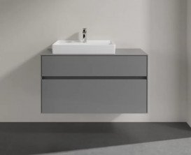 Тумба під раковину Villeroy&Boch Collaro 100х50 см МДФ глянсовий сірий C01700FP