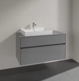 Тумба під раковину Villeroy&Boch Collaro 100х50 см МДФ глянсовий сірий C01700FP