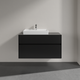 Тумба під раковину Villeroy&Boch Collaro 100х50 см МДФ чорний матовий лак C01700PD