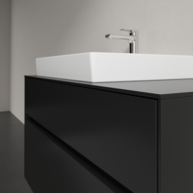 Тумба під раковину Villeroy&Boch Collaro 100х50 см МДФ чорний матовий лак C01700PD