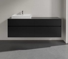 Тумба під раковину Villeroy & Boch Collaro 160х50 см МДФ чорний матовий лак C02200PD