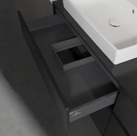 Тумба під раковину Villeroy & Boch Collaro 160х50 см МДФ чорний матовий лак C02200PD