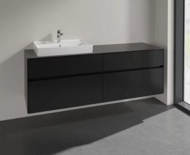 Тумба під раковину Villeroy & Boch Collaro 160х50 см МДФ чорний матовий лак C02200PD