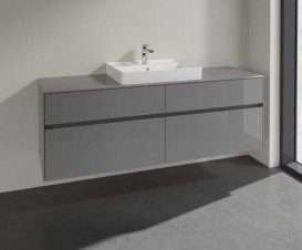 Тумба під раковину Villeroy&Boch Collaro 160х50 см МДФ глянсовий сірий C02500FP
