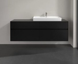 Тумба під раковину Villeroy&Boch Collaro 160х50 см МДФ чорний матовий лак C02700PD