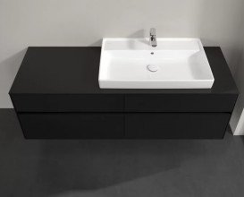 Тумба під раковину Villeroy&Boch Collaro 160х50 см МДФ чорний матовий лак C02700PD