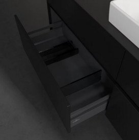 Тумба під раковину Villeroy&Boch Collaro 160х50 см МДФ чорний матовий лак C02700PD