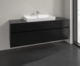 Тумба під раковину Villeroy&Boch Collaro 160х50 см МДФ чорний матовий лак C02800PD