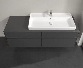 Тумба под раковину Villeroy & Boch Collaro 160х50 см МДФ глянцевый серый C03000FP