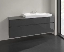 Тумба под раковину Villeroy & Boch Collaro 160х50 см МДФ глянцевый серый C03000FP