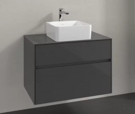 Тумба под раковину Villeroy & Boch Collaro 80х50 см МДФ глянцевый серый C03700FP