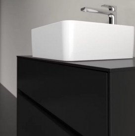 Тумба під раковину Villeroy & Boch Collaro 80х50 см МДФ чорний матовий лак C03700PD