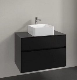 Тумба під раковину Villeroy & Boch Collaro 80х50 см МДФ чорний матовий лак C03700PD