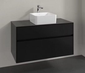 Тумба під раковину Villeroy&Boch Collaro 100х50 см МДФ чорний матовий лак C03800PD