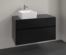 Тумба під раковину Villeroy&Boch Collaro 100х50 см МДФ чорний матовий лак C03900PD