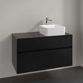 Тумба під раковину Villeroy & Boch Collaro 100х50 см МДФ чорний матовий лак C04000PD