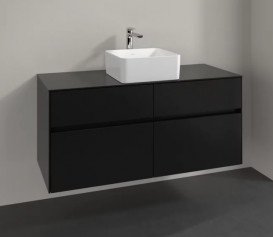 Тумба під раковину Villeroy&Boch Collaro 120х50 см МДФ чорний матовий лак C04100PD
