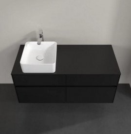 Тумба під раковину Villeroy&Boch Collaro 120х50 см МДФ чорний матовий лак C04200PD