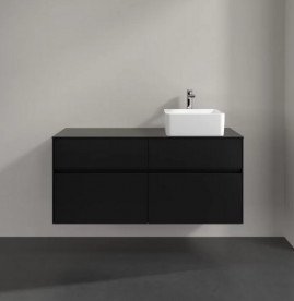 Тумба під раковину Villeroy&Boch Collaro 120х50 см МДФ чорний матовий лак C04300PD