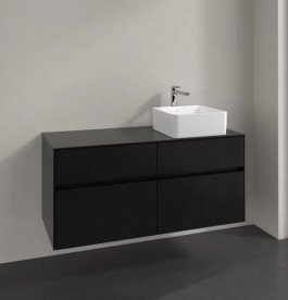 Тумба під раковину Villeroy&Boch Collaro 120х50 см МДФ чорний матовий лак C04300PD