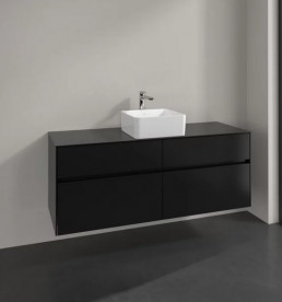 Тумба під раковину Villeroy&Boch Collaro 140х50 см МДФ чорний матовий лак C04500PD