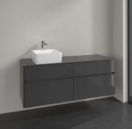 Тумба под раковину Villeroy & Boch Collaro 140х50 см МДФ глянцевый серый C04600FP