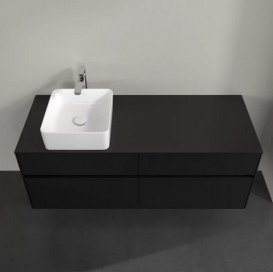 Тумба під раковину Villeroy&Boch Collaro 140х50 см МДФ чорний матовий лак C04600PD