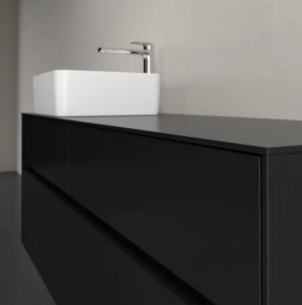 Тумба під раковину Villeroy&Boch Collaro 140х50 см МДФ чорний матовий лак C04600PD
