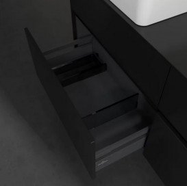 Тумба під раковину Villeroy&Boch Collaro 140х50 см МДФ чорний матовий лак C04600PD