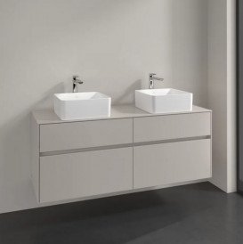 Тумба під раковину Villeroy & Boch Collaro 140х50 см ДСП м'який сірий C04800VK