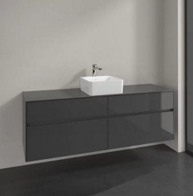 Тумба под раковину Villeroy & Boch Collaro 160х50 см МДФ глянцевый серый C04900FP