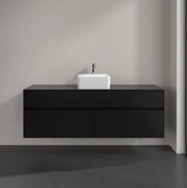 Тумба під раковину Villeroy & Boch Collaro 160х50 см МДФ чорний матовий лак C04900PD