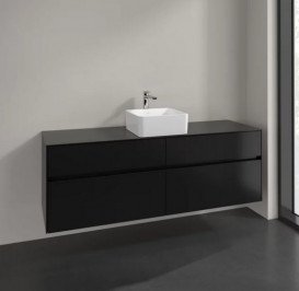 Тумба під раковину Villeroy & Boch Collaro 160х50 см МДФ чорний матовий лак C04900PD