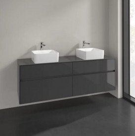 Тумба под раковину Villeroy & Boch Collaro 160х50 см МДФ глянцевый серый C05200FP