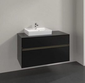 Тумба под раковину Villeroy & Boch Collaro 100х50 см с подсветкой МДФ черный матовый лак C014B0PD