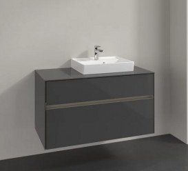 Тумба под раковину Villeroy & Boch Collaro 100х50 см с подсветкой МДФ глянцевый серый C015B0FP