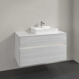 Тумба під раковину Villeroy & Boch Collaro 100х50 см із підсвічуванням ДСП біле дерево C015B0E8